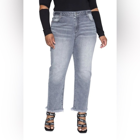 Juicy Couture Plus-Size Venice Straight Leg Jeans Size 18W Grey Marble Wash NWT - Picture 1 of 13